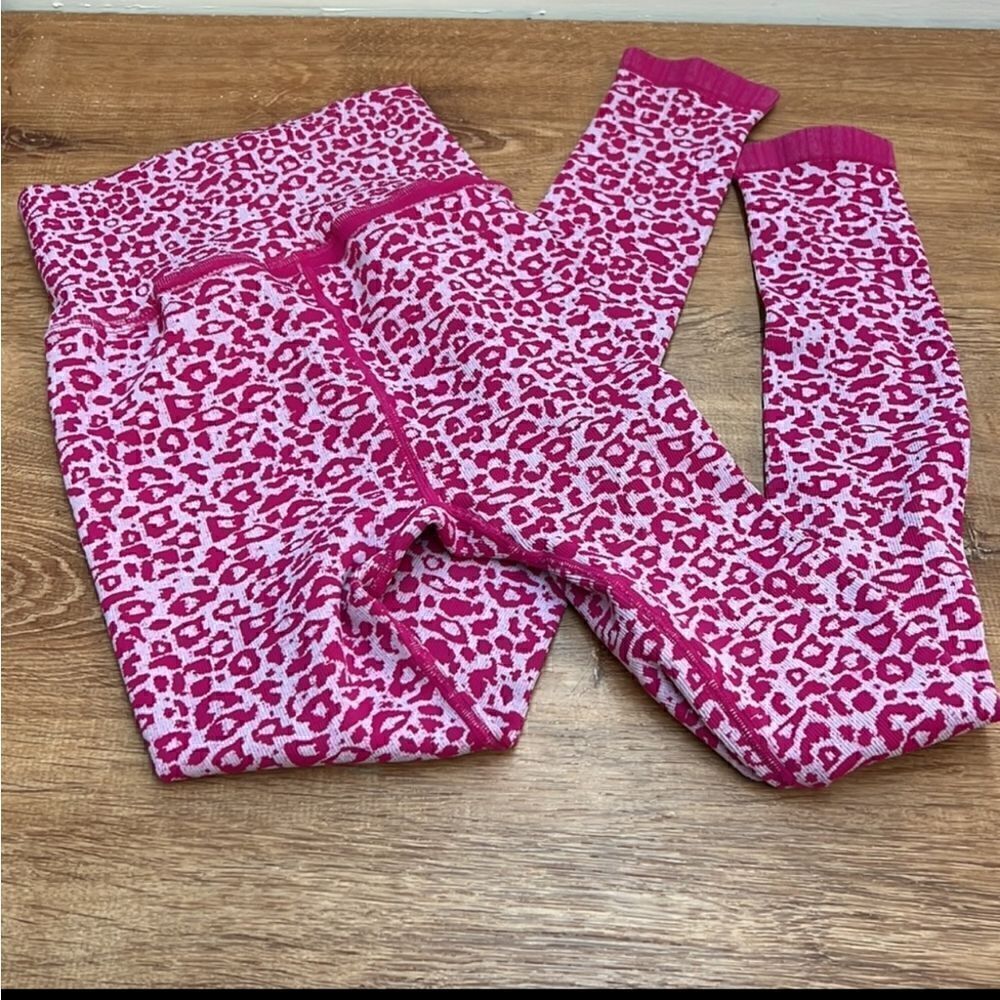 Free People, Ribbed Pink leopard print leggings, XS/S, NWOT